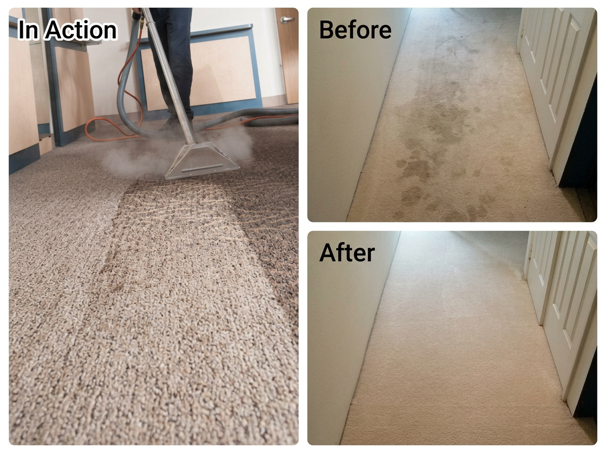 Before and after: Carpet Steam Cleaning